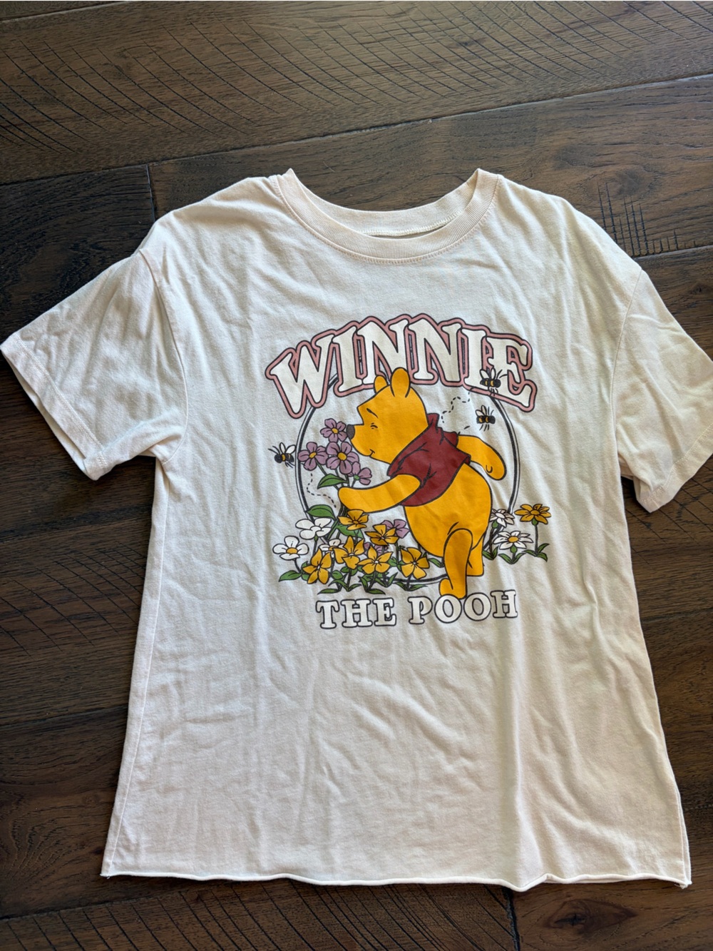 Winnie The Pooh Floral Graphic Women's Tee - Cream